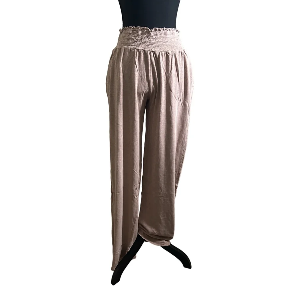 NWT Hello Nite Smocked Waist Lounge Pants | Driftwood | Size M | 100% Cotton